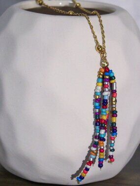 Beaded pendant with stainless steel chain